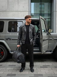 Moška usnjena jakna črna OZONEE JS/11Z8069