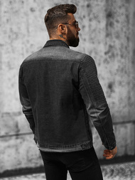 Moška jeans jakna šerpa črna OZONEE NB/MJ521N