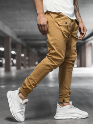Moške hlače chino jogger camel OZONEE G/11144
