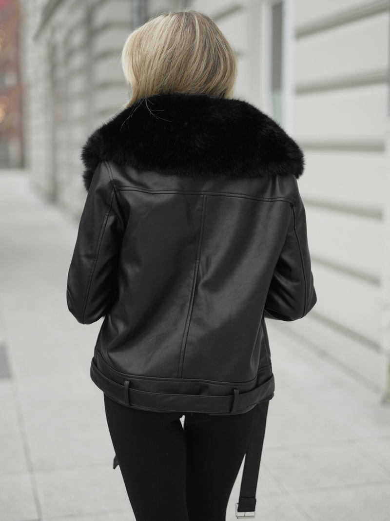 Ženska usnjena jakna črna OZONEE JS/61M8507/392AZ