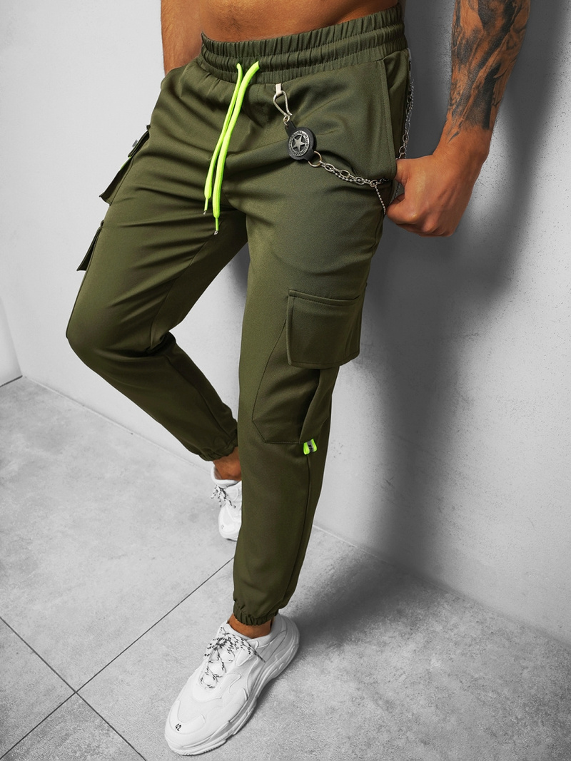 Moške hlače chino jogger kaki OZONEE O/CP149