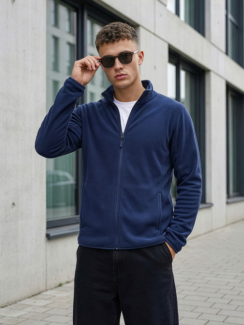 Moška jopa z zadrgo mornarsko modra OZONEE JS/HH016/25