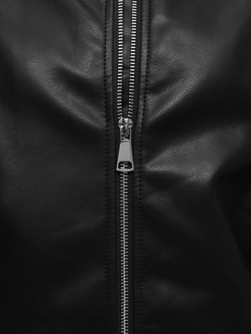 Ženska usnjena jakna črna OZONEE O/G116Z