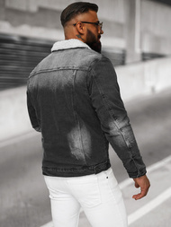 Moška jeans jakna šerpa črna OZONEE NB/MJ513N