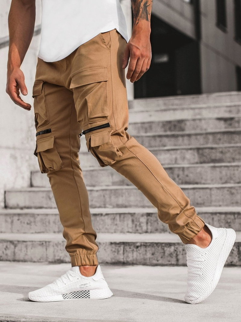 Moške hlače chino jogger camel OZONEE G/2787
