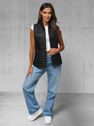 Ženski brezrokavnik s kapuco črni OZONEE JS/16M9072/392