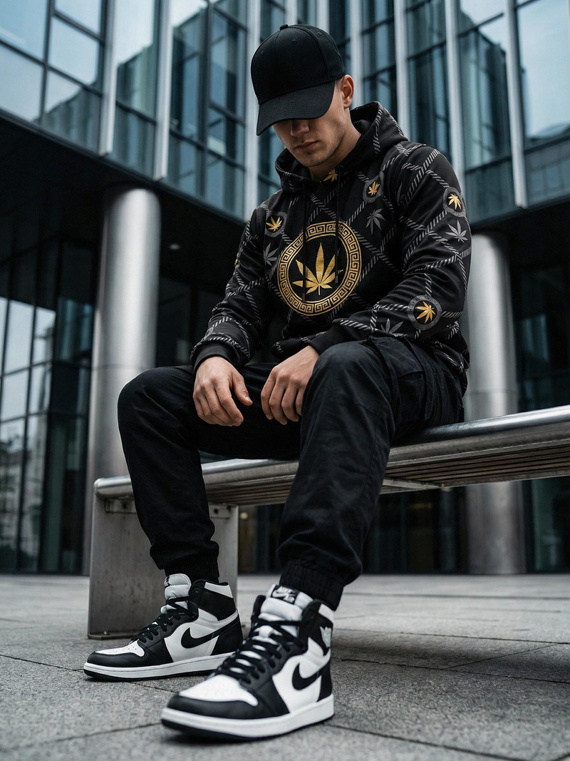 Moška jopa s kapuco črna OZONEE O/B267Z