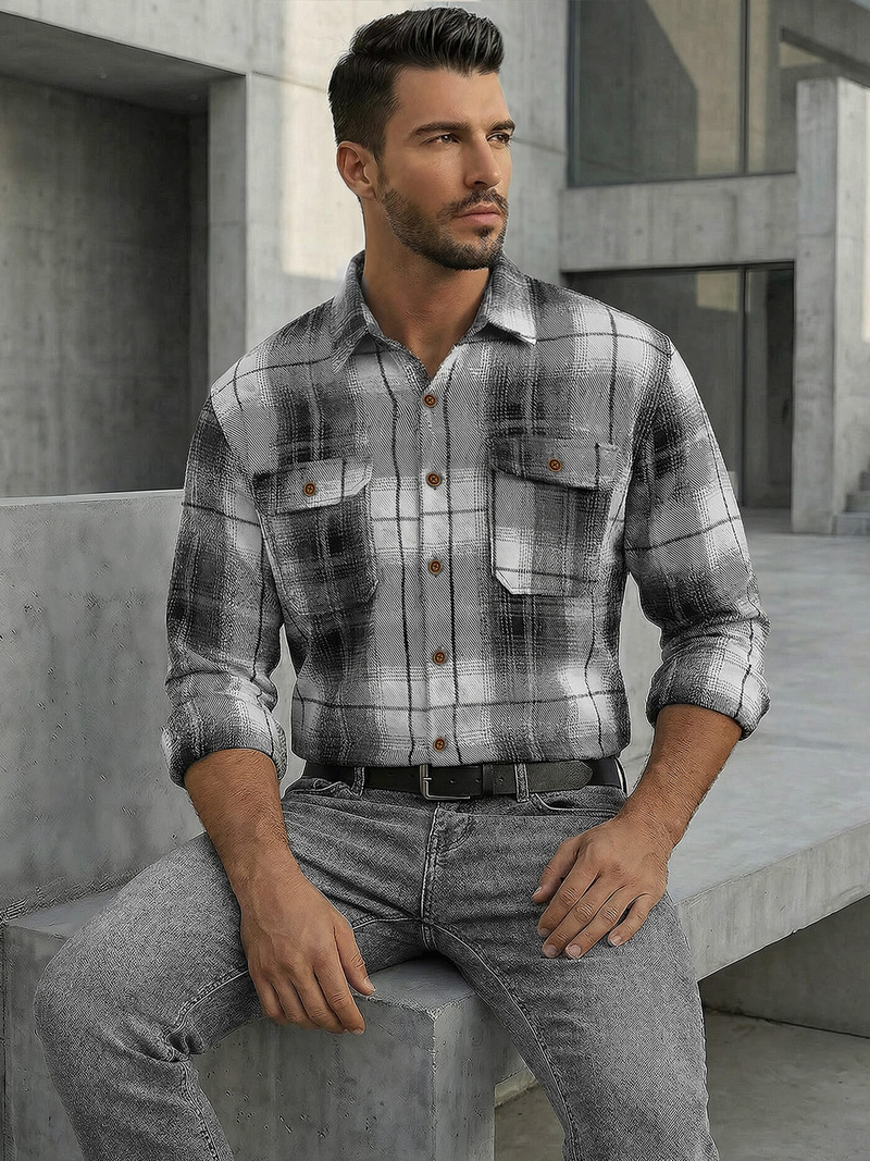 Moška srajca črno-bela OZONEE NB/MC728N/4Z