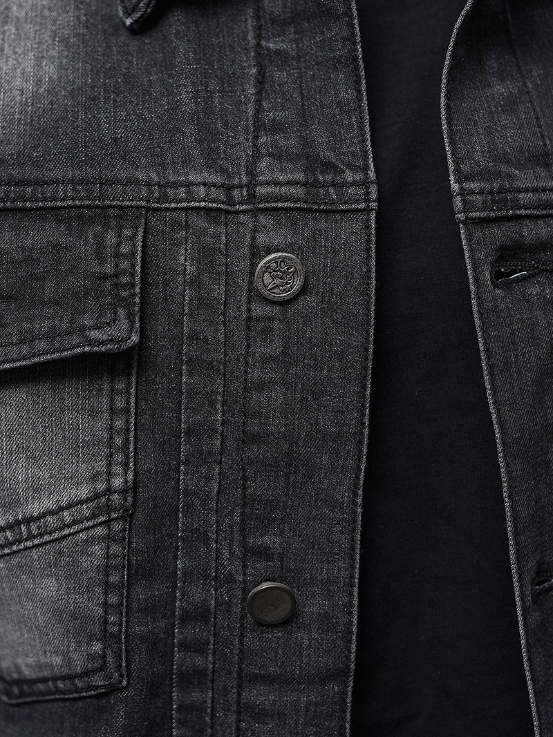 Moška jeans jakna šerpa črna OZONEE NB/MJ521N