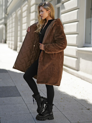 Ženska dolga zimska jakna čokolada OZONEE JS/5M3352/158