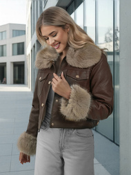 Ženska usnjena jakna čokolada OZONEE JS/61M8513/158