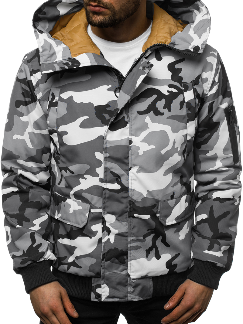 Moška zimska jakna maskirno-siva OZONEE JS/2019005