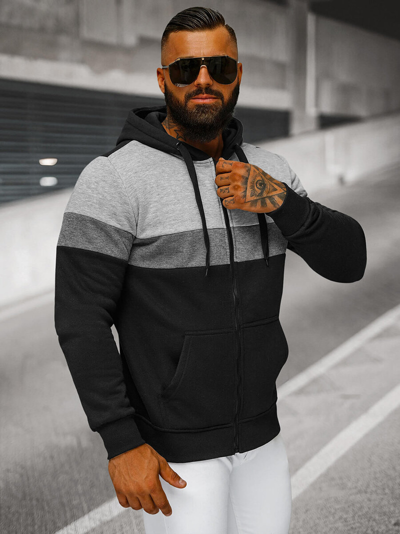 Moška jopa s kapuco črna OZONEE JS/8B1331/3