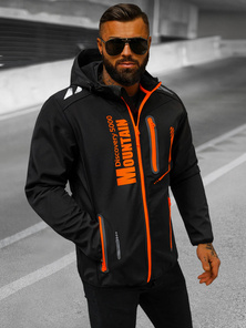 Moška softshell jakna s kapuco črno-oranžna OZONEE JS/HH026/1
