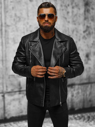 Moška usnjena jakna črna OZONEE JS/11Z8067