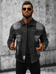 Moška jeans jakna šerpa črna OZONEE NB/MJ521N