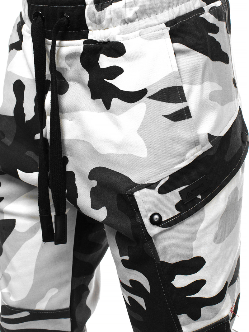 Moške hlače chino jogger črno-bele OZONEE O/11103