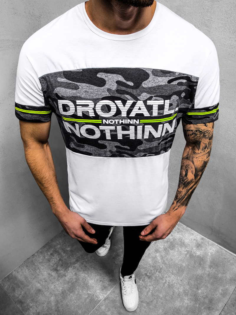 Moška majica bela OZONEE JS/SS10976Z