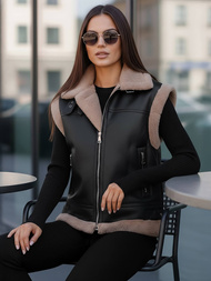 Ženski usnjena brezrokavnik črni OZONEE JS/61M8503/392Z