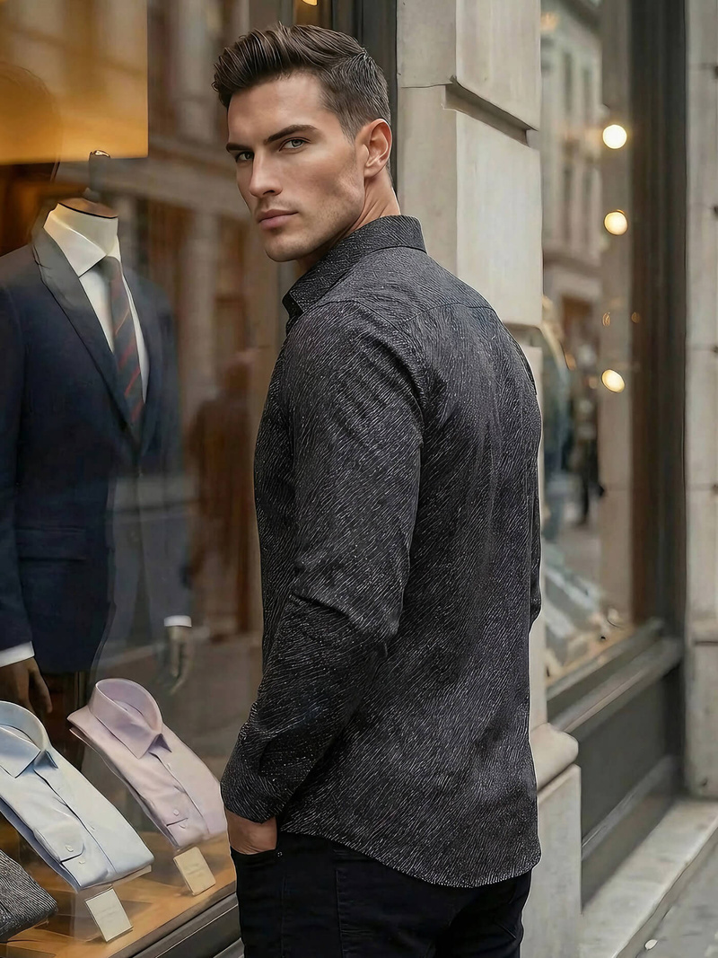 Moška srajca črna OZONEE V/V184Z